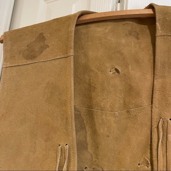 Vintage Real Leather Tan Suede Vest with Silver Conchos - Picture 9 of 10